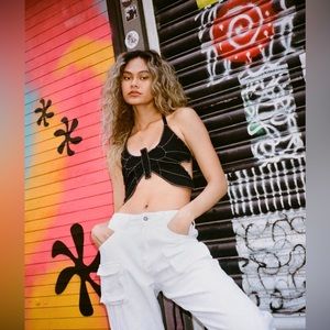 NastyGal WHITE butterfly top EUC